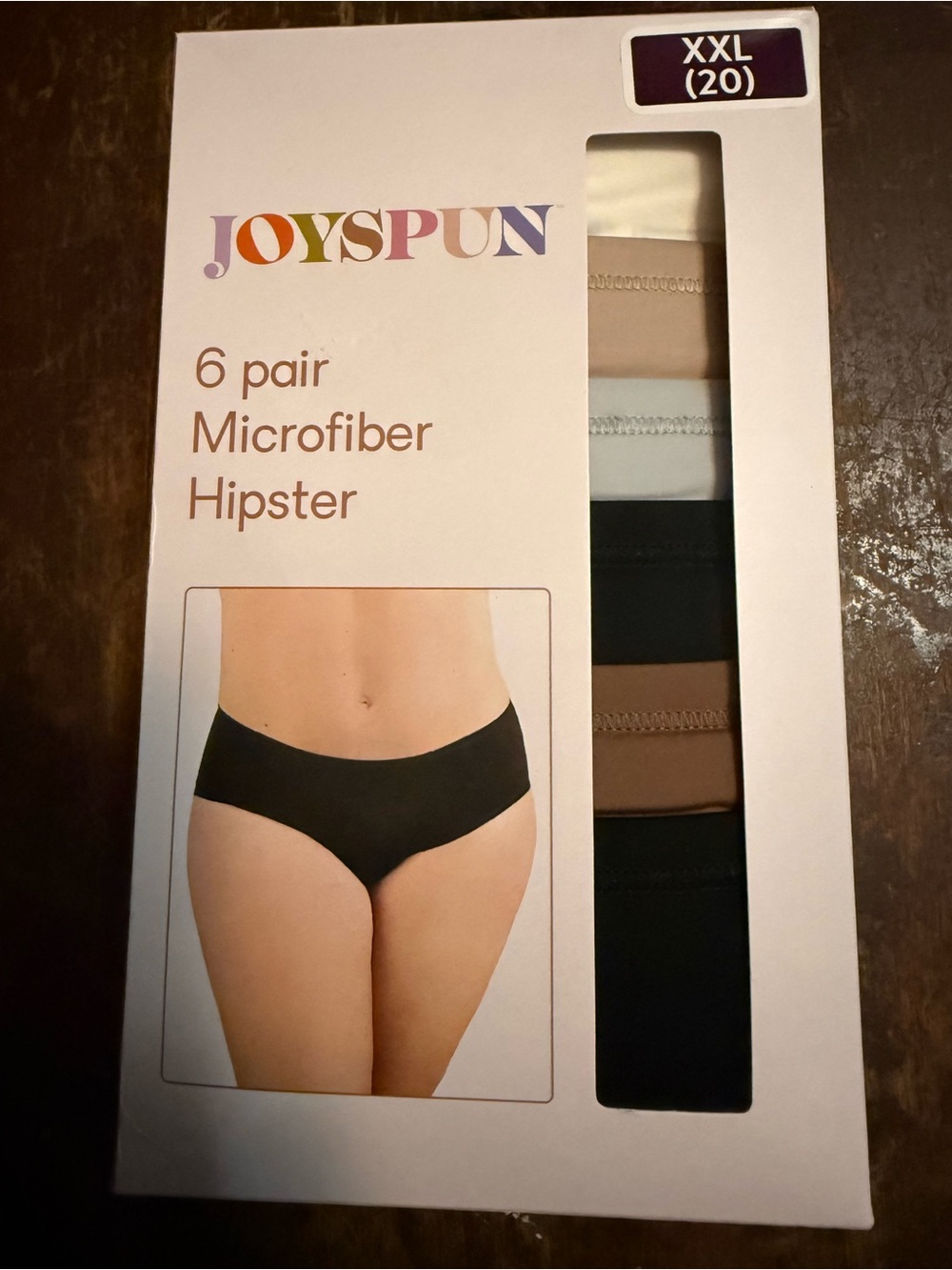 Microfiber Hipster Bottoms - Black, Brown, White, Cream (6-Pack)